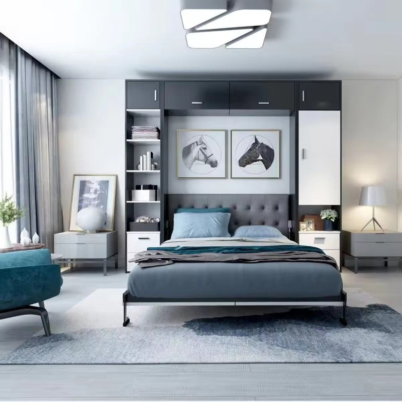 Smart Bedroom Furniture Folding Murphy Bed Mechanism for Space Saving Cabinet Bed Design