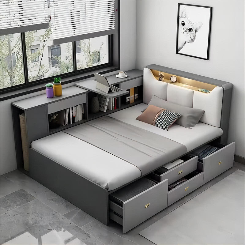 Modern King Size Bed Furniture Bedroom Functional Storage Wooden Beds