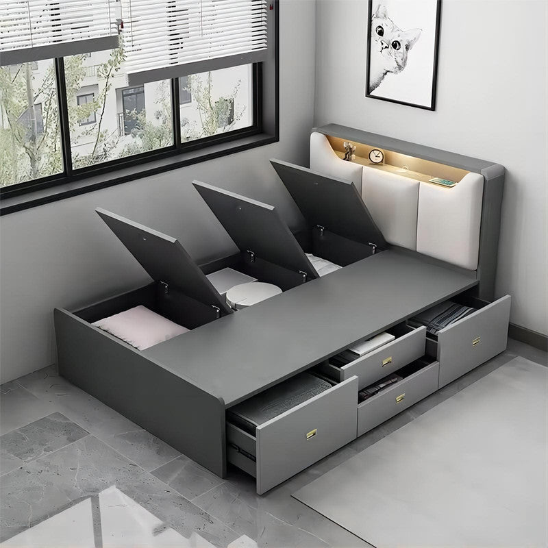Modern King Size Bed Furniture Bedroom Functional Storage Wooden Beds
