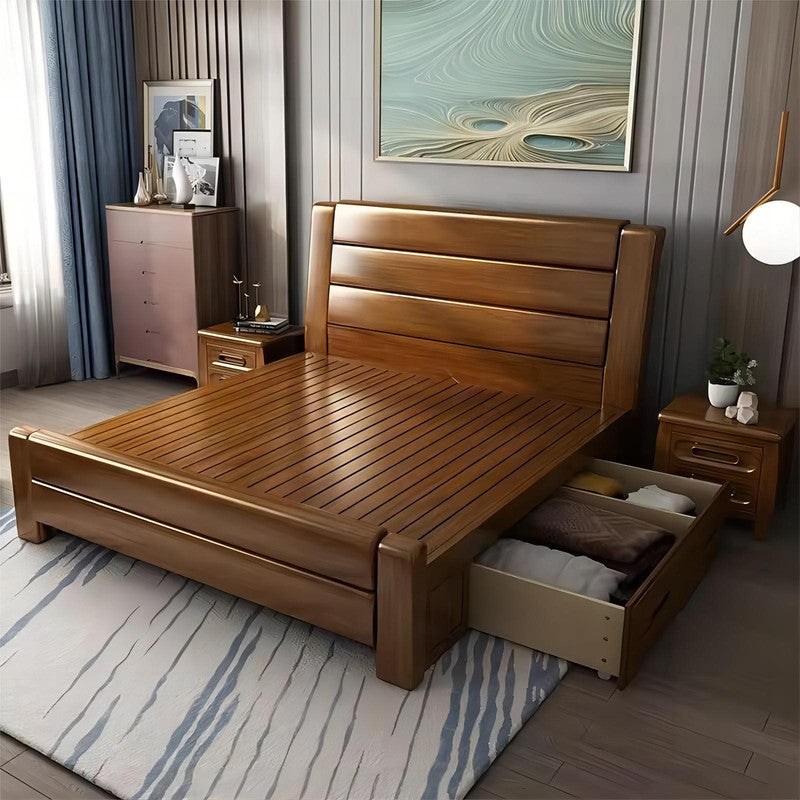 High Quality Bed Room Furniture Solid Wood King Size Wooden Beds for Home Apartment