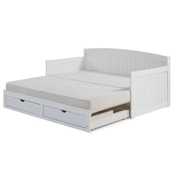 Twin to King Solid Wood Frame Extendable Daybed with Storage Drawers and Trundle Guest bed