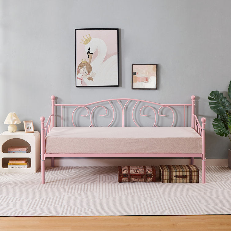 Twin Size Daybed Frame, Metal Daybed Frame with Headboard, Sofa Bed for Living Room Guest Room