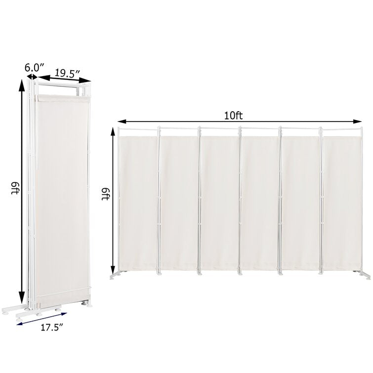 120'' W x 72'' H 6 - Panel Metal Folding Room Divider